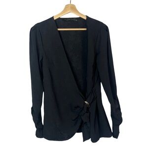 House of Harlow X REVOLVE Black Wrap Textured Long Sleeve S